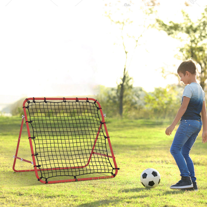 HOMCOM Rebounder Net W/PE Mesh Metal Tube, 96W x 80D x 96Hcm- Red and Black | Aosom UK