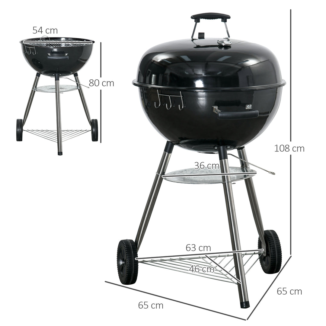 Portable Kettle Charcoal Grill - Black