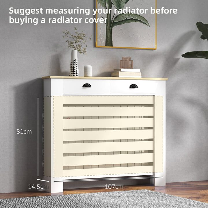 HOMCOM 95.5H x 111Wcm Radiator Cover, with Drawer - White