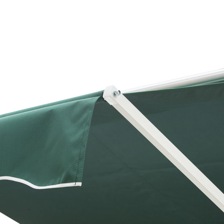 Outsunny 2 Side Manual Awning Garden Adjustable Canopy Free Standing Awning Shelter, 300 x 300 cm, Green and White