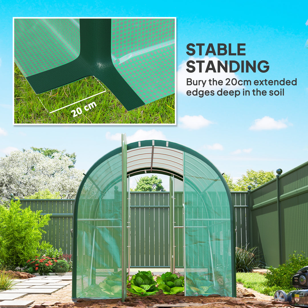 3 x 2(m) Polytunnel Greenhouse, with Windows and Doors - Green