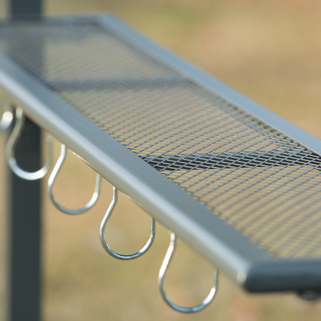 2.2 x 1.4m BBQ Shelter, Outdoor Grill Gazebo Canopy with Shelves, Hanging Hooks, and Metal Frame, for Garden Patio Backyard