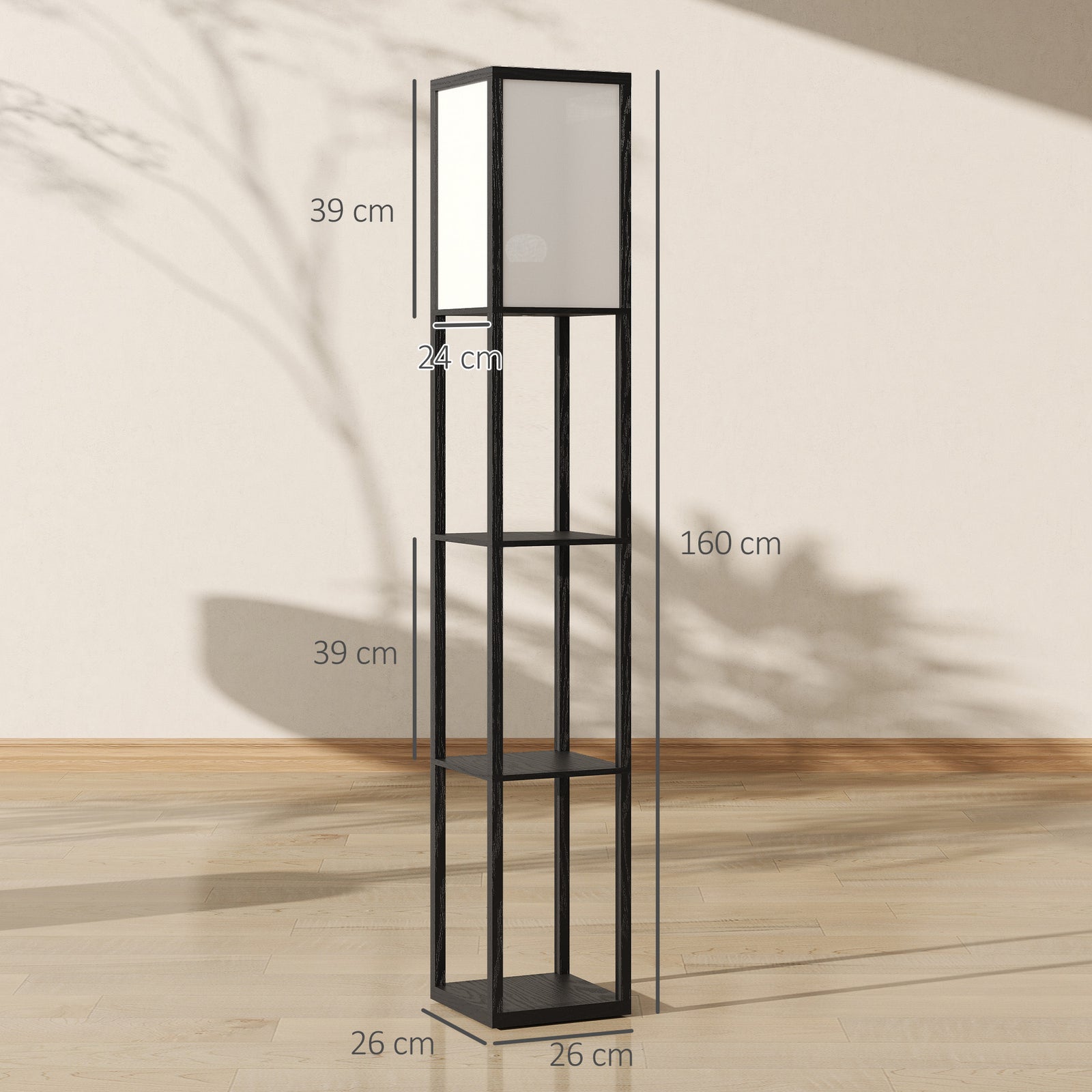 Floor Lamp with Shelves, 3 Layer Column Modern Standing Lamp for Livin