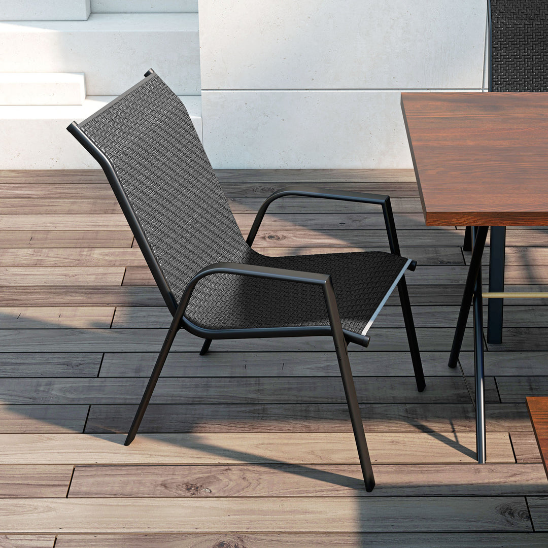Four-Piece Stacking Rattan Garden Seat Set - Grey