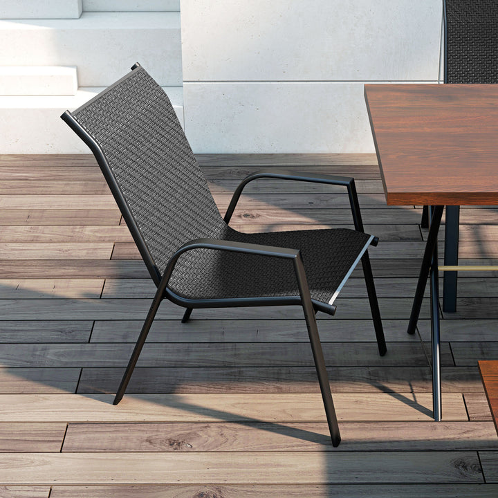 Four-Piece Stacking Rattan Garden Seat Set - Grey