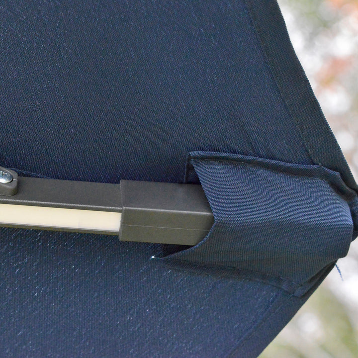 MCL 3(m) LED Cantilever Parasol Outdoor Sun Umbrella w/ Base Solar Lights Blue