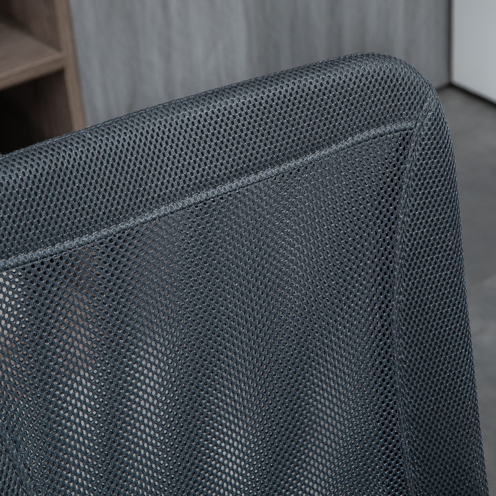 Computer Desk Chair, Mesh Office Chair with Adjustable Height and Swivel Wheels, Armless Study Chair, Dark Grey
