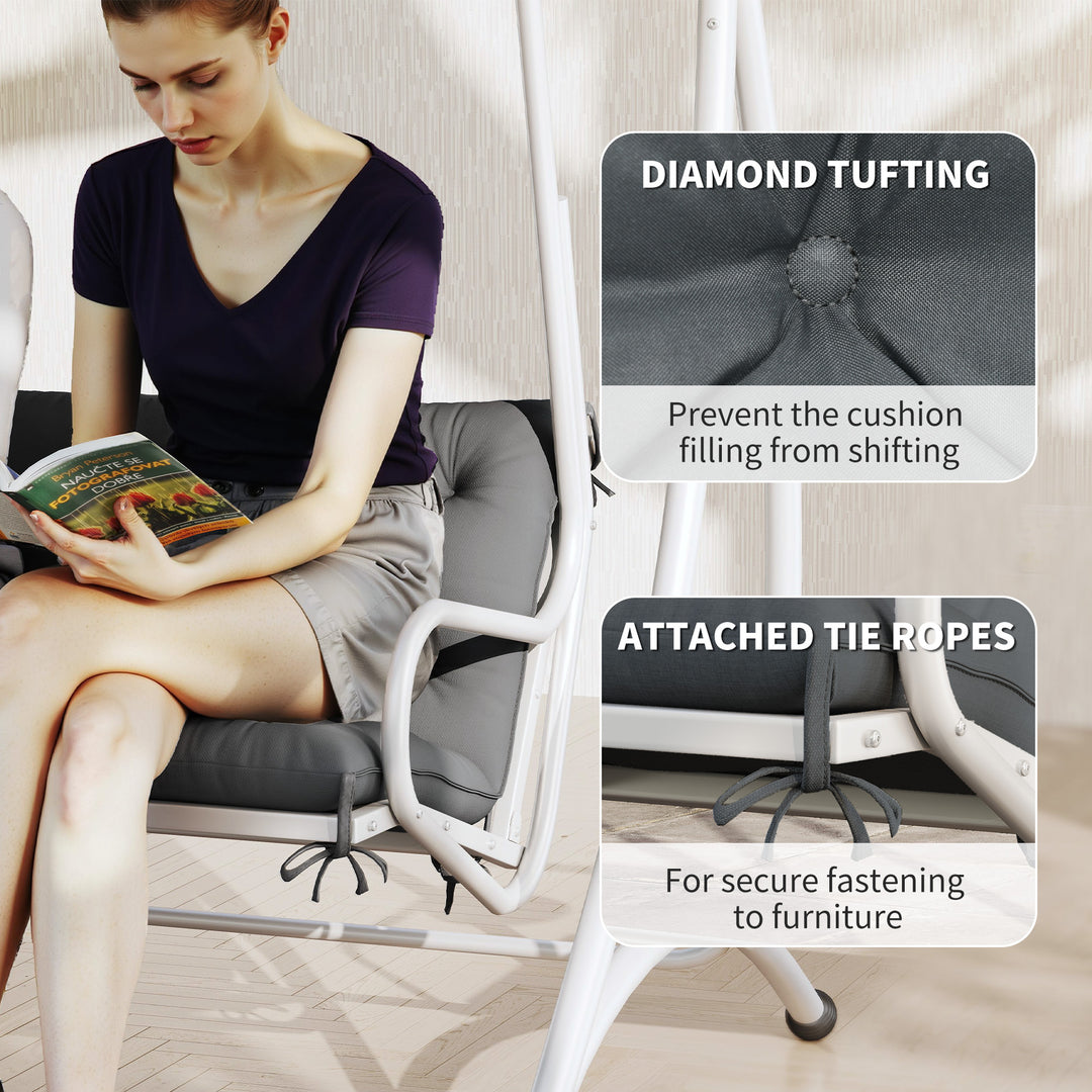 3 Seater Bench Pad, Garden Swing Chair Cushion with Back and Ties, Tuf