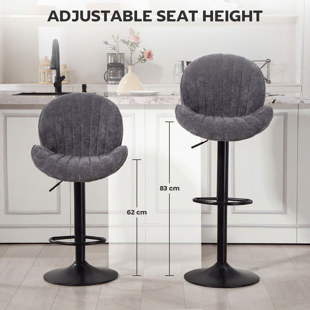 Bar Stools Set of 2, Swivel Barstools with Back, Adjustable Height and