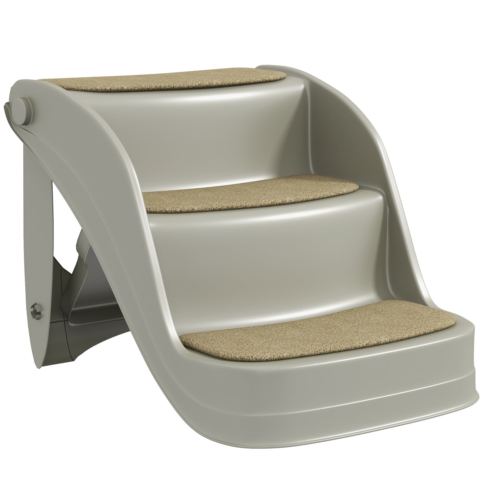 Foldable Pet Stairs 3 Steps with Non-slip Mats for Small Dogs, Grey