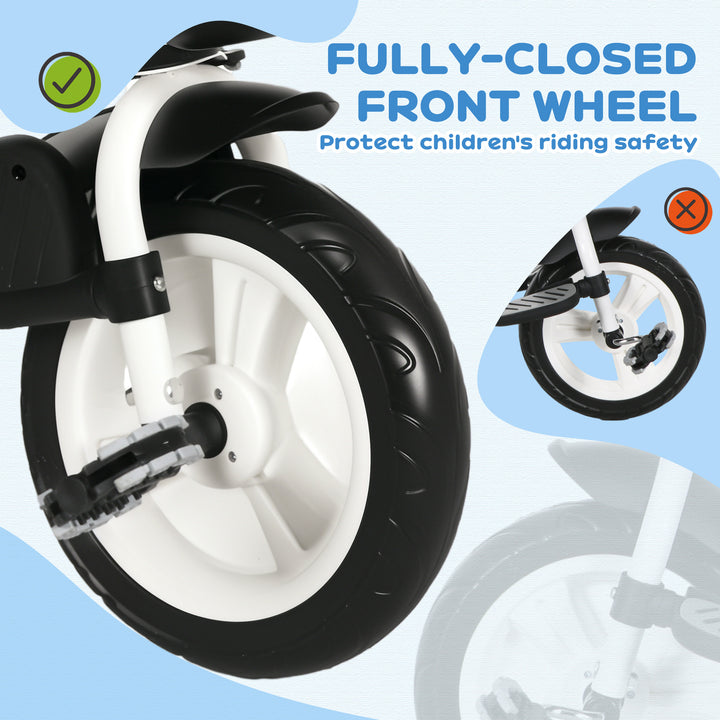 Metal Frame 6 in 1 Baby Push Tricycle with Parent Handle for 1-5 Years Old, Dark Blue