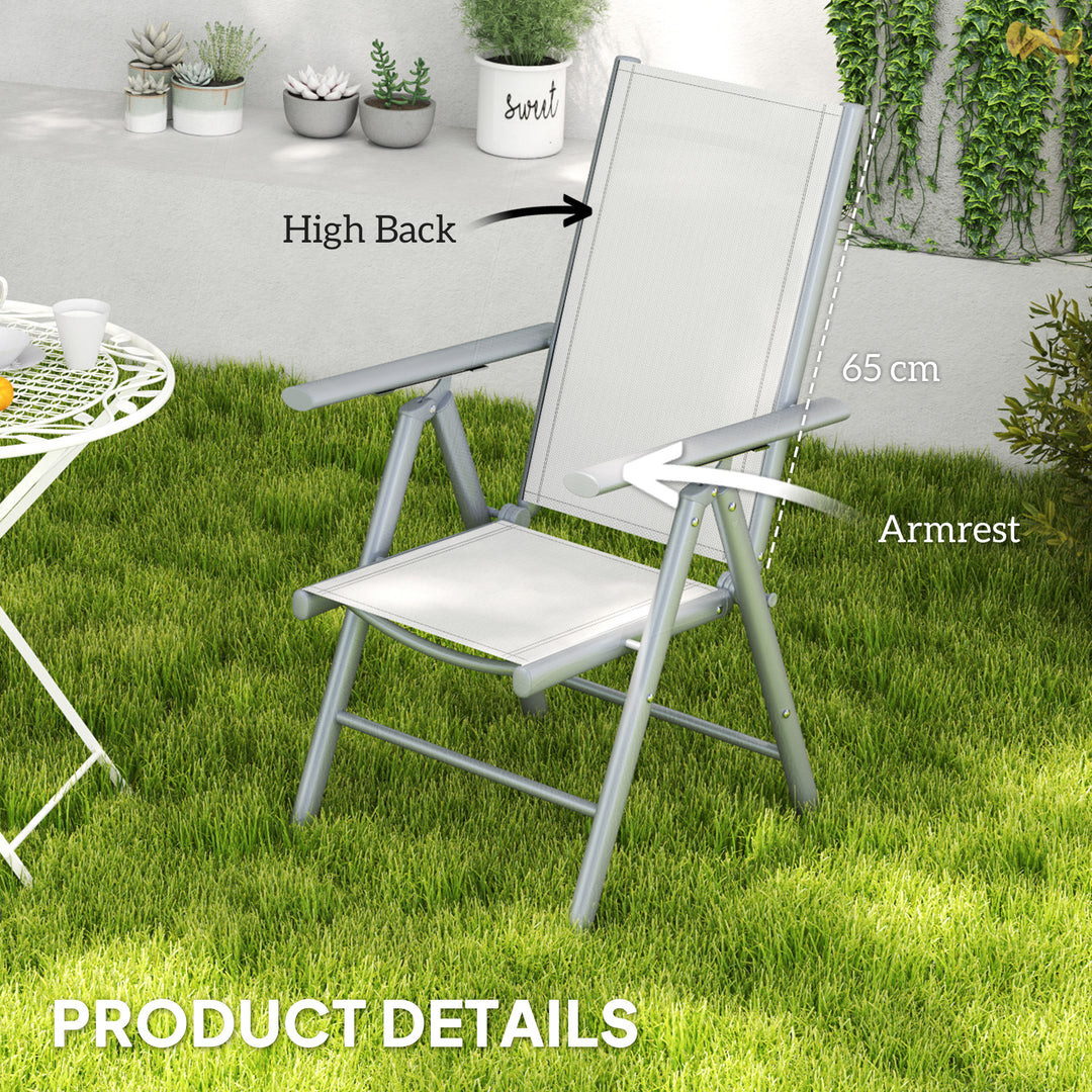 Set of Two Aluminium Folding Chairs - Light Grey