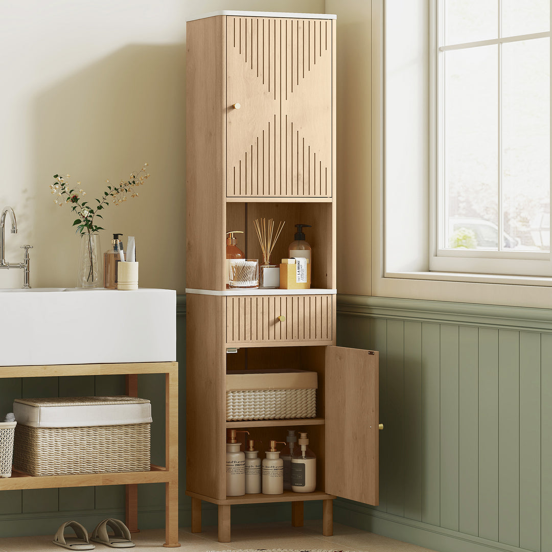 MCL Multi-Storage Slimline Bathroom Cabinet - Wood-Effect