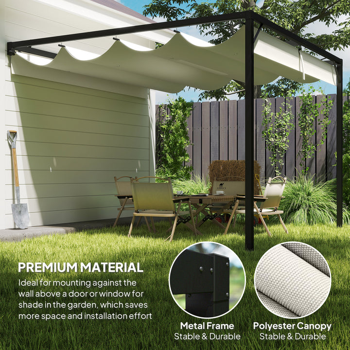 3 x 3 m Pergola, with Sliding Canopy - Cream White