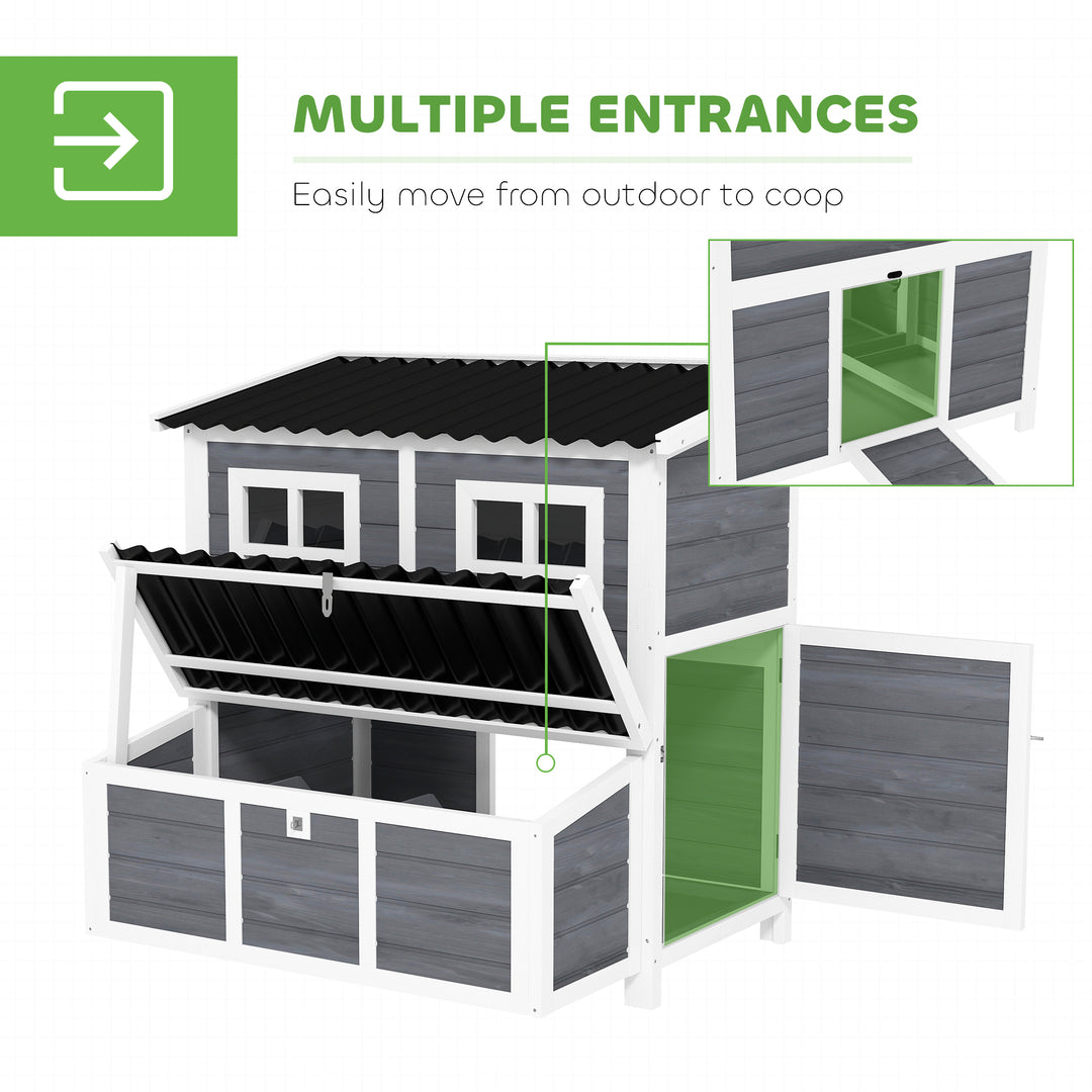 Wooden Chicken Coop with Nesting Box, Slide-Out Tray, Perches, for 4-6 Chickens, 100 x 86 x 100cm
