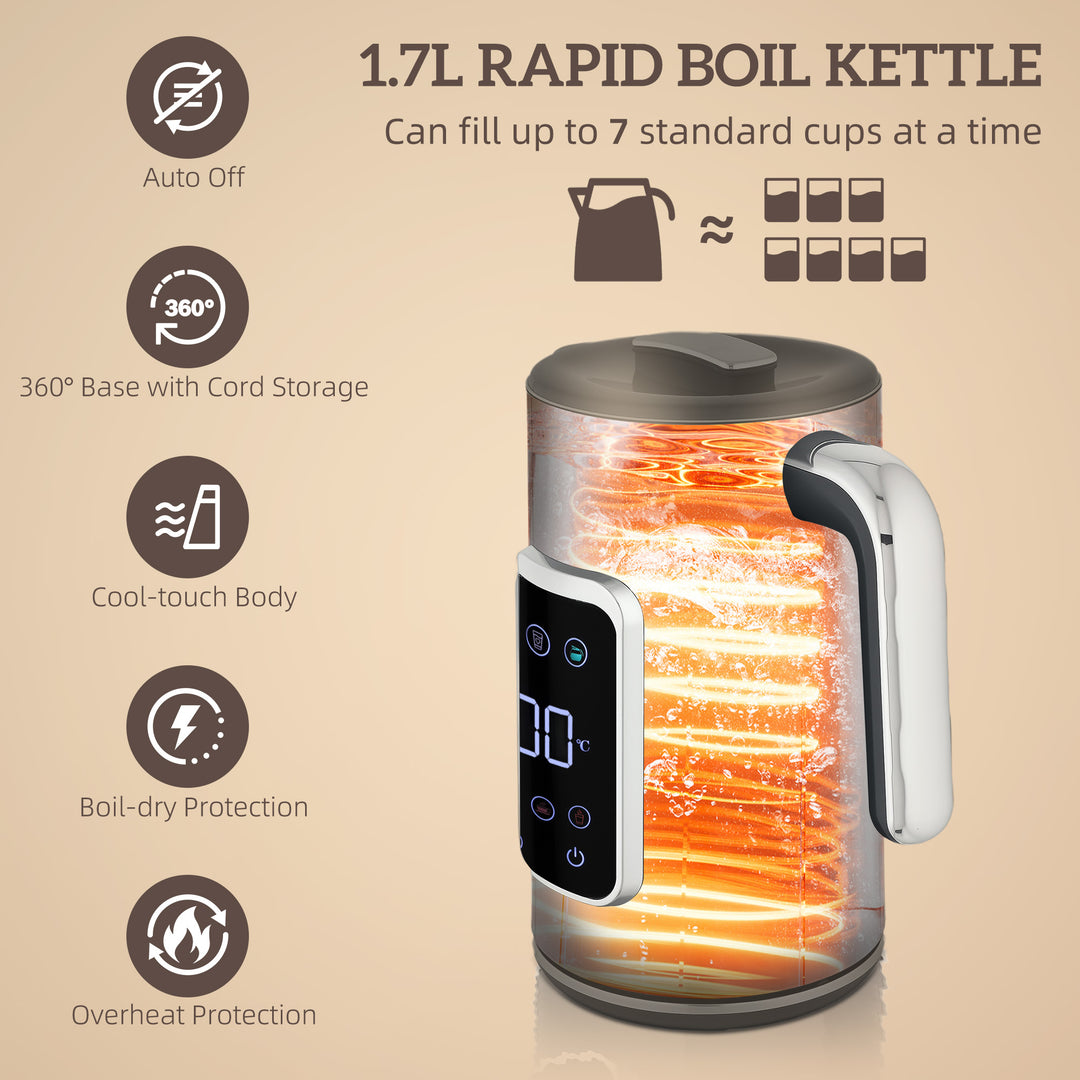 Touch Screen Kettle and Toaster Set - Black