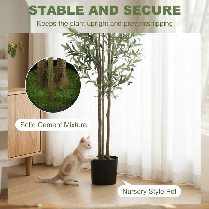 Decorative Artificial Plant, 175 cm Silk Olive Tree with 787 Leaves in