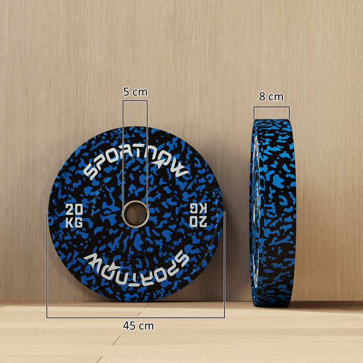 SPORTNOW Olympic Weight Plates with 5cm Holes, for Weight Lifting, 2 x 20KG