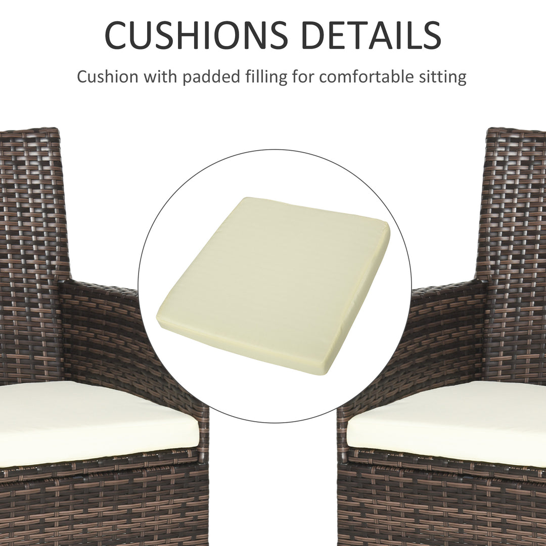 2 PC Outdoor Rattan Armchair Dining Chair Garden Patio Furniture w/ Armrests Cushions Mixed Brown