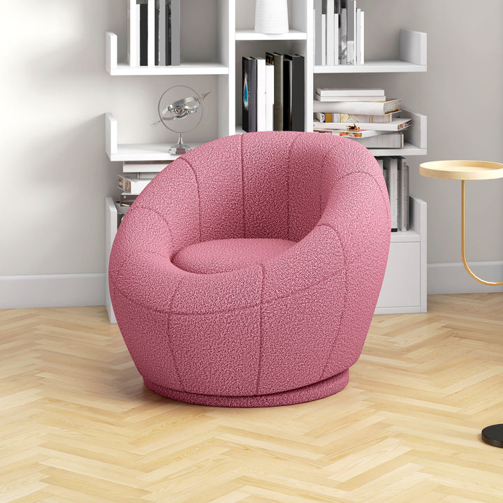 Modern Accent Chair, Swivel Upholstered Armchair for Living Room, Bedroom, Home Office, Pink