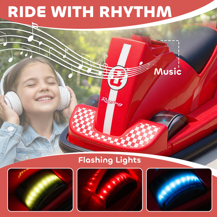 Kids Bumper Car, 360° Rotation Spin Electric Walzer Car with LED Light