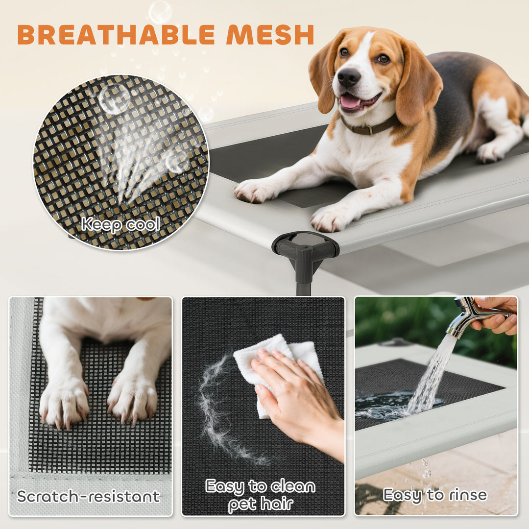 Portable Elevated Dog Bed with Removable Canopy, Cooling Raised Pet Cot for Small Medium Dogs, 76 x 61 x 60 cm