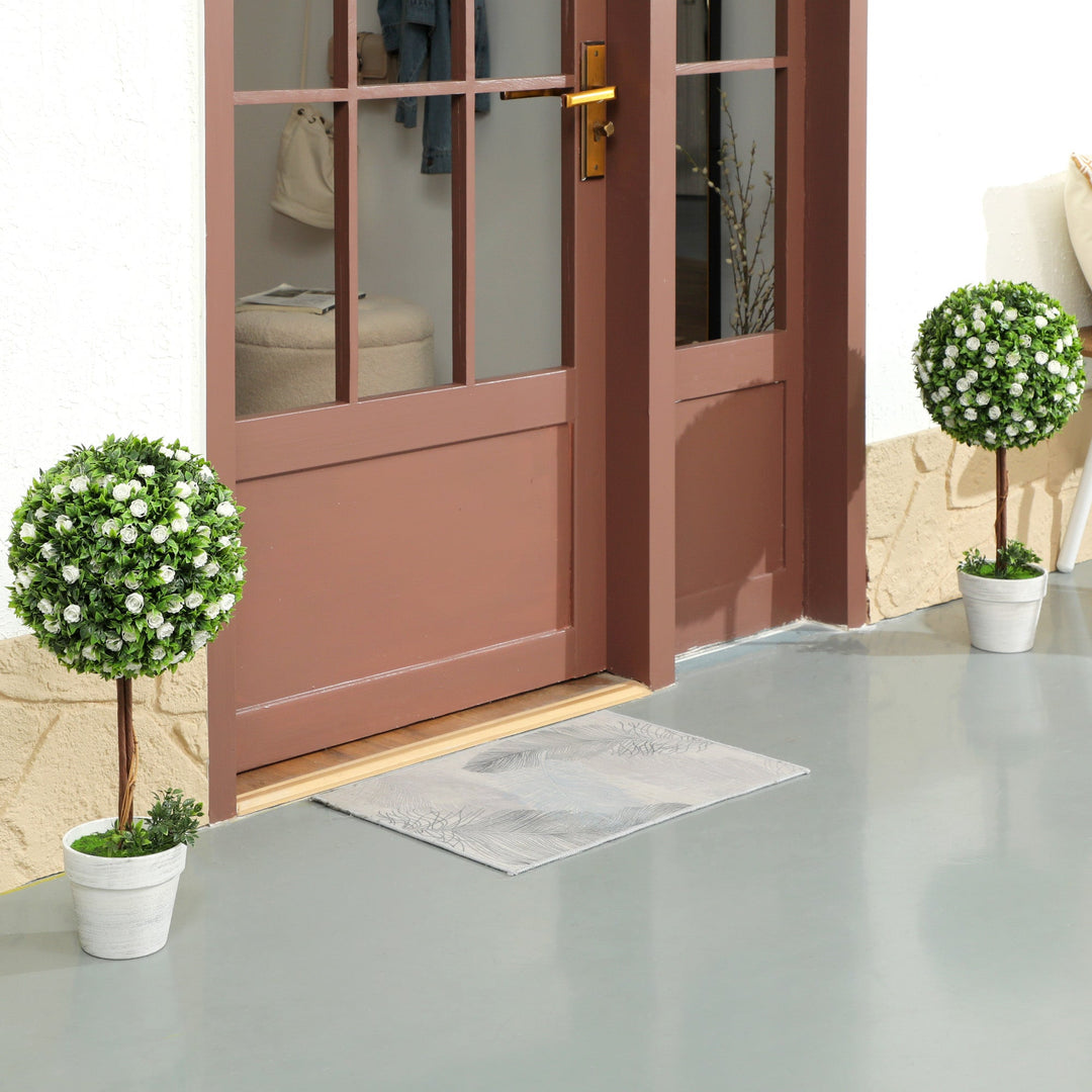 Set of 2 Decorative Artificial Plants, Ball Topiary Tree with Rose Flower in Pot, Fake Plants for Home Indoor - view 10
