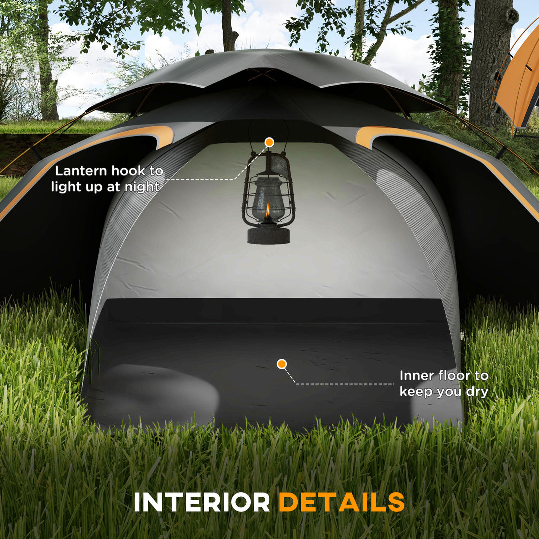 Outsunny Dome Camping Tent with Aluminium Frame, Removable Rainfly, 2000mm Waterproof, for 1