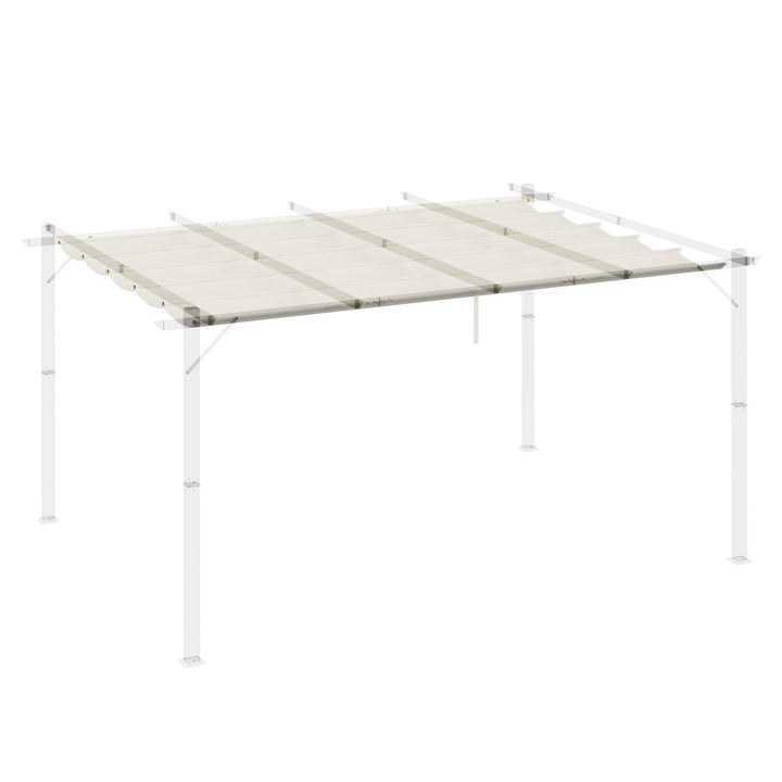Retractable Pergola Shade Cover, Replacement Canopy for 4 x 3 (m) Pergola, Retractable Roof, Cream White