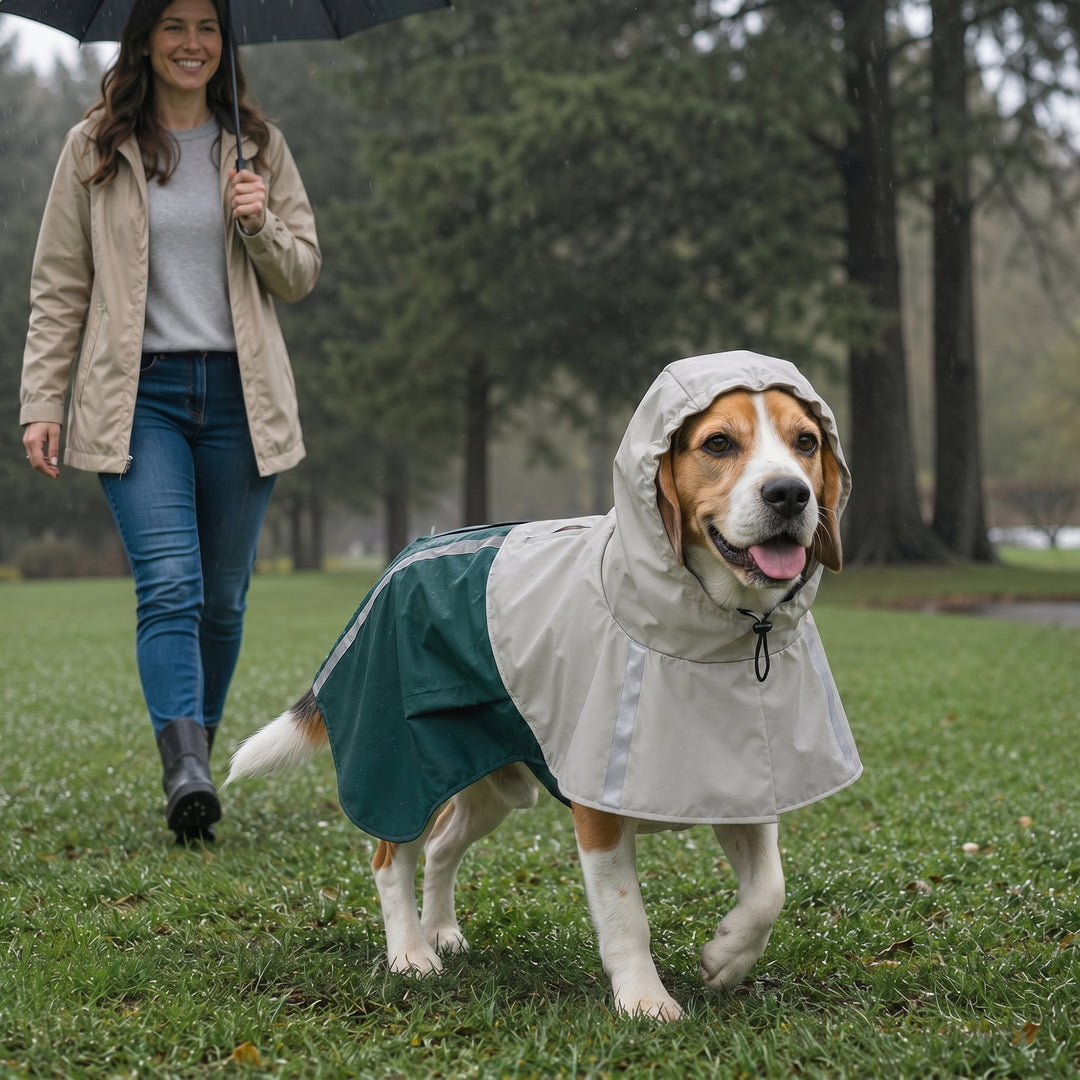 Dog Raincoat with Hood, Waterproof &amp; Breathable Rain Jacket with Leash