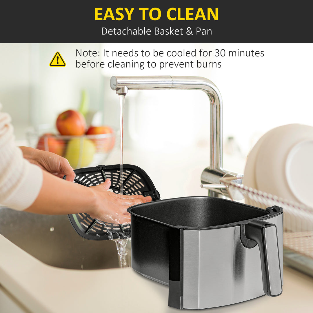 6.5L Single Basket Air Fryer, 80-200°C Temperature, Black and Grey