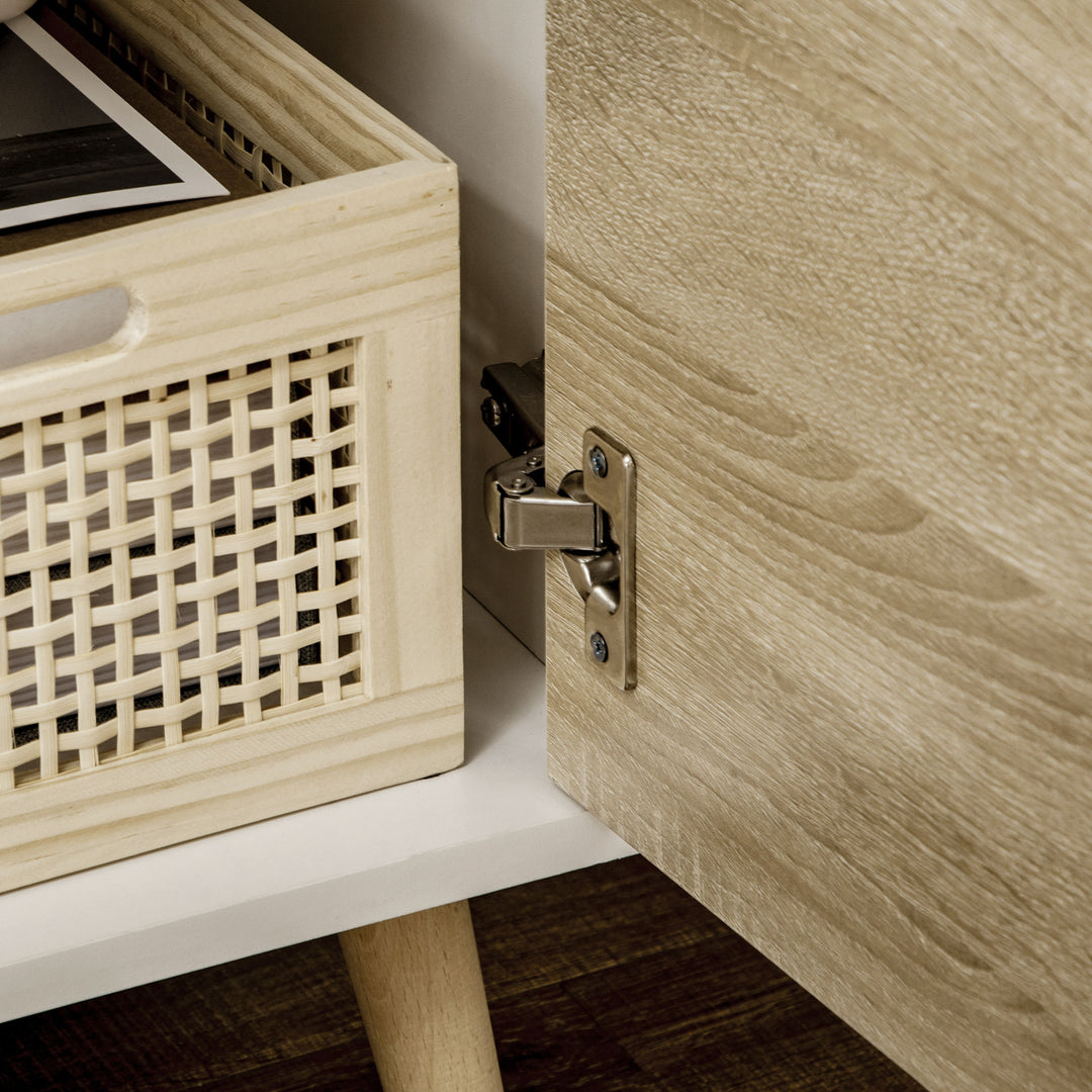 MCL TV Unit Cabinet for TVs up to 50 Inches, TV Stand with Storage Cabinets and Drawer for Living Room and Bedroom, Natural