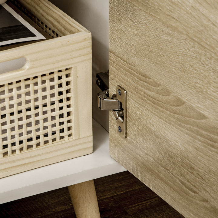 MCL TV Unit Cabinet for TVs up to 50 Inches, TV Stand with Storage Cabinets and Drawer for Living Room and Bedroom, Natural