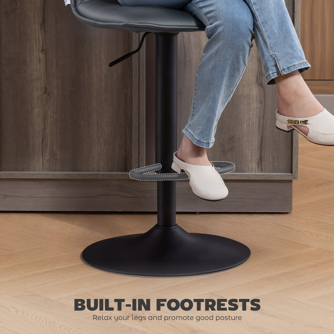 Set of Two Modern Faux Leather Bar Stools