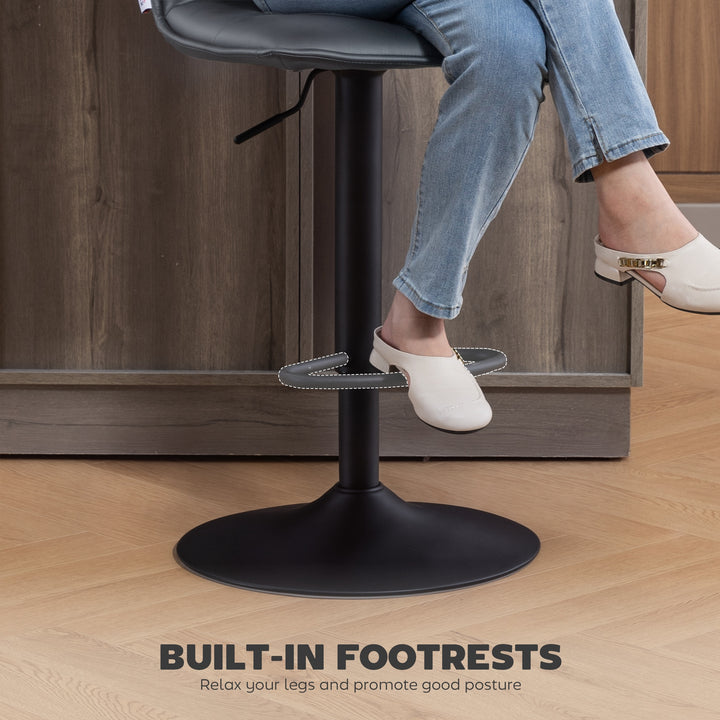 Set of Two Modern Faux Leather Bar Stools