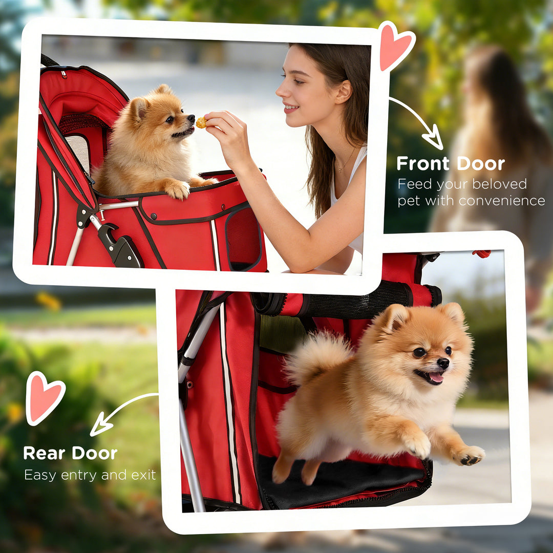 Dog Pram, Pet Stroller with Reflective Strips, Foldable Cat Stroller w