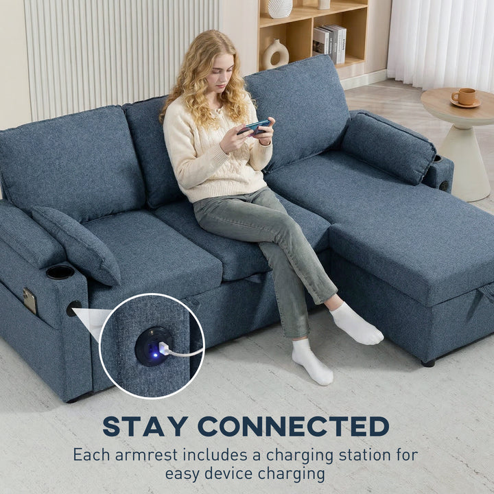 Corner Sofa Bed, L Shaped Sleeper Sectional Sofa with Reversible Stora