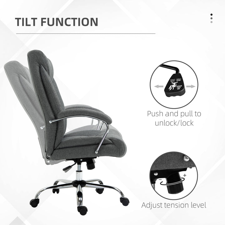 Office Chair, Fabric Desk Chair, Padded Executive Chair with Adjustable Height, Swivel Wheels, Metal Star Base, Grey