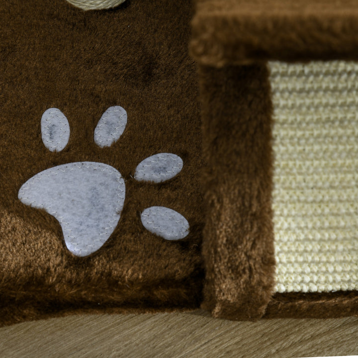 MCL Cat Tree, Cat Tower for Kittens with Rotatable Top Bar, Sisal Scratching Post, Tunnel, Dangling Balls - Brown