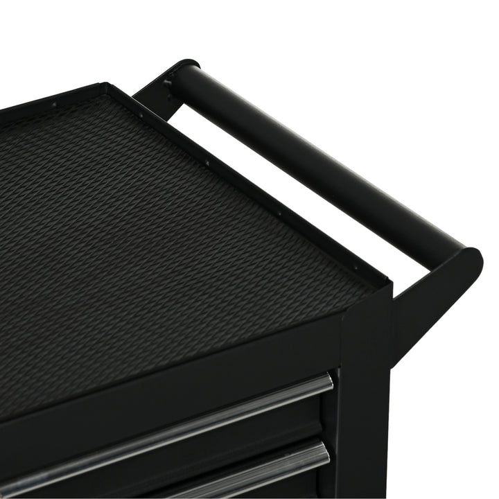 7-Drawer Rolling Tool Chest on Wheels, Lockable Tool Cabinet with Side Handle, Metal Tool Box Trolley for Garage, Workshop, Matte Black