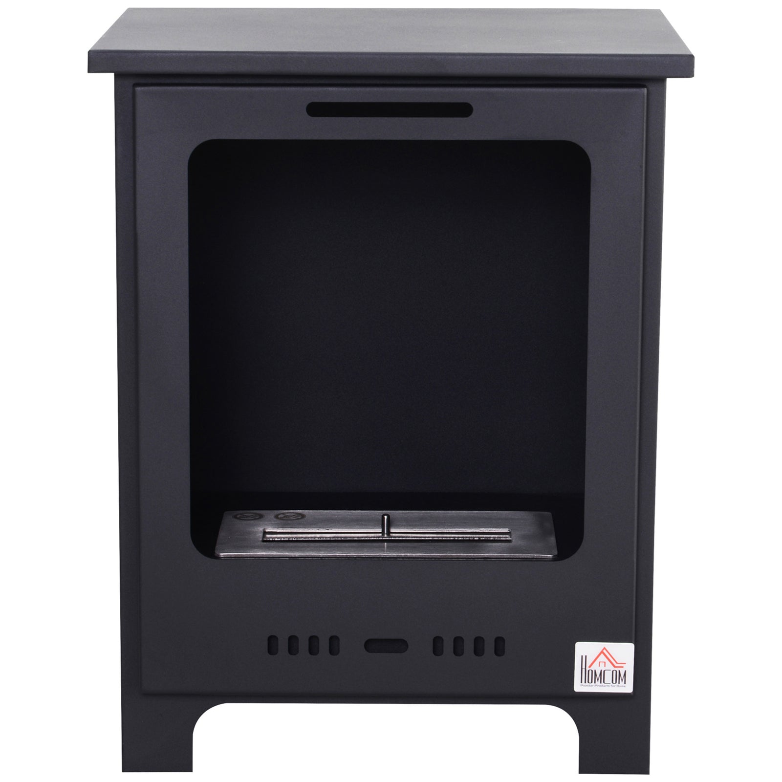 Freestanding Ethanol Fireplace, Bioethanol Fire with 0.9L Tank, 3 Hours Burning Time for Indoor, Black