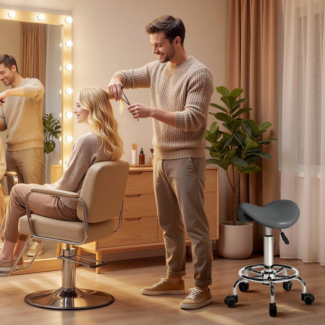 Salon Saddle Stool, Rolling Saddle Chair for Massage, Spa, Clinic, Bea