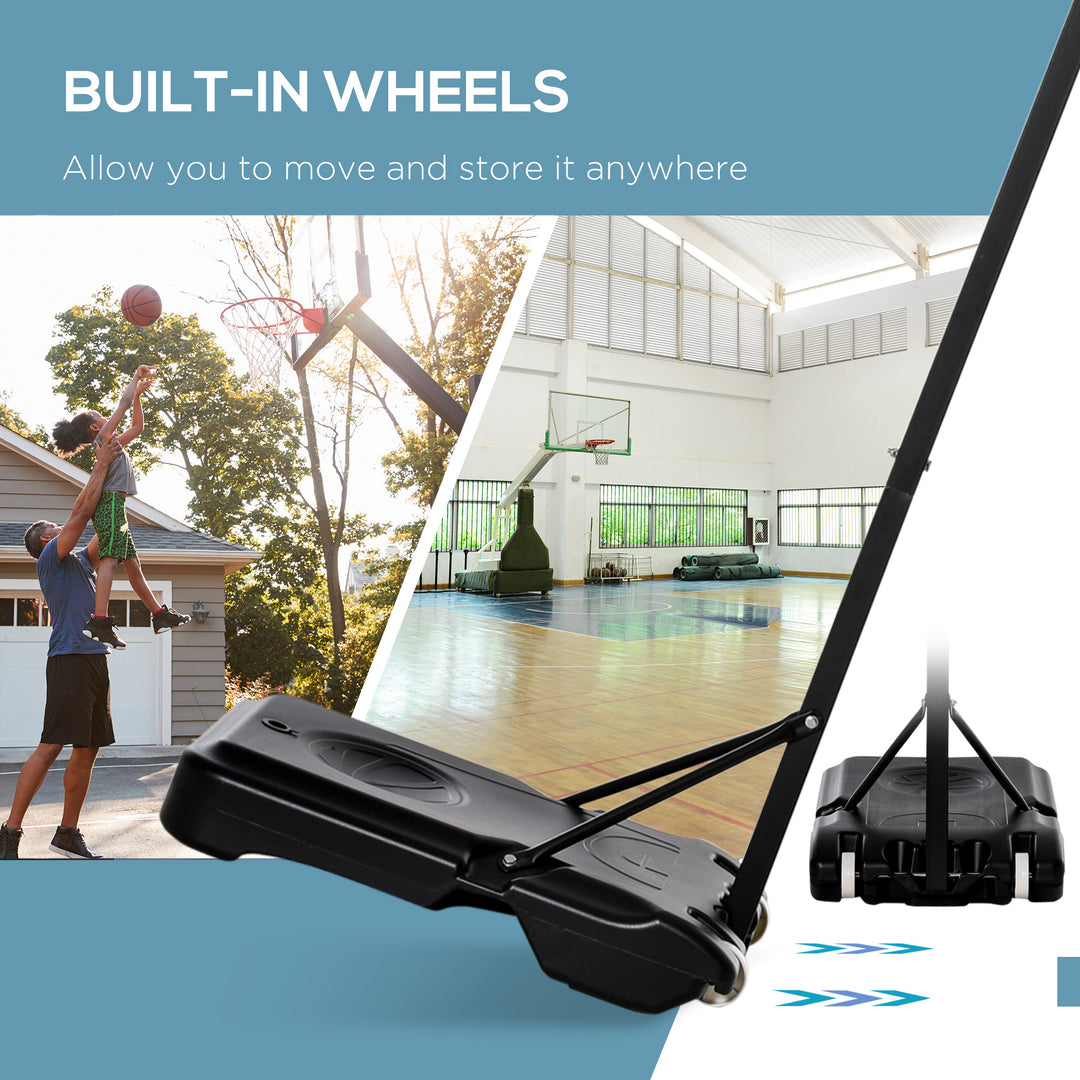 Basketball Hoop Outdoor, Portable Basketball Hoop and Stand with Weighted Base, Portable on Wheels, 1.55-2.1m, for Teens, Juniors, Adults, White