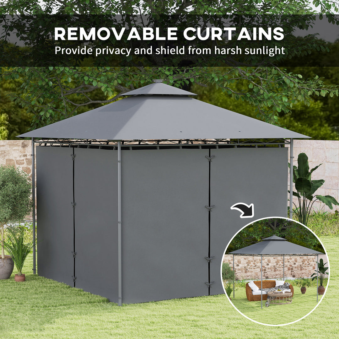 3 x 3 m Solar LED Metal Gazebo - Dark Grey