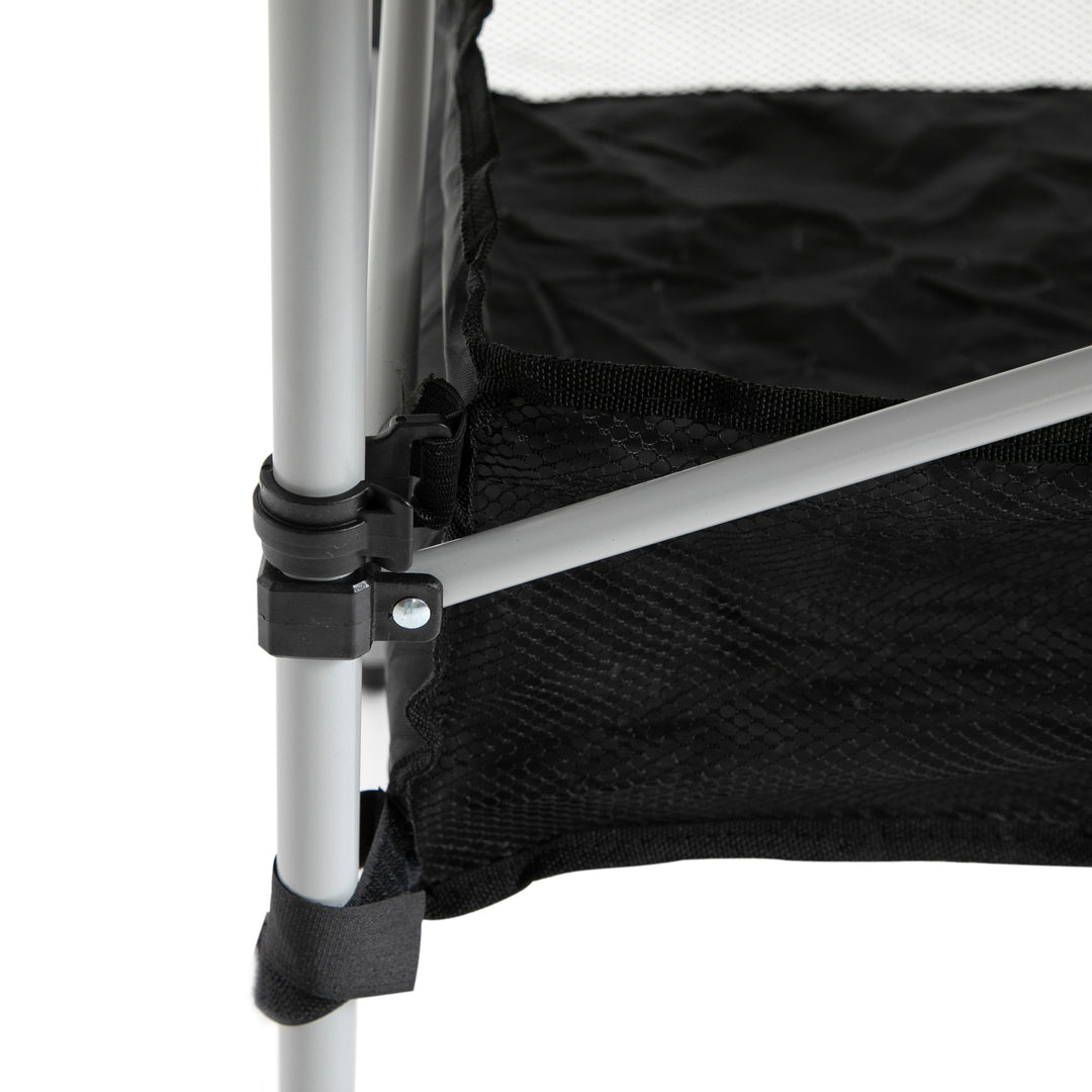 Portable Camping Table w/ Mesh Bag & Steel Frame Hiking Furniture Desk, Silver Black