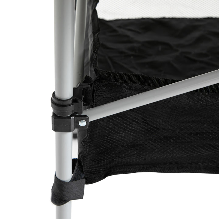 Portable Camping Table w/ Mesh Bag & Steel Frame Hiking Furniture Desk, Silver Black
