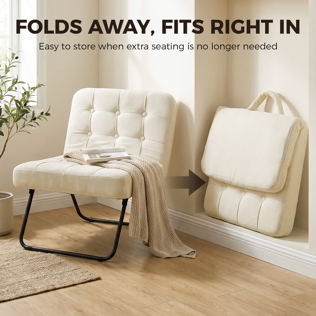Modern Accent Chair, Foldable Chenille Upholstered Lounge Chair with - view 4