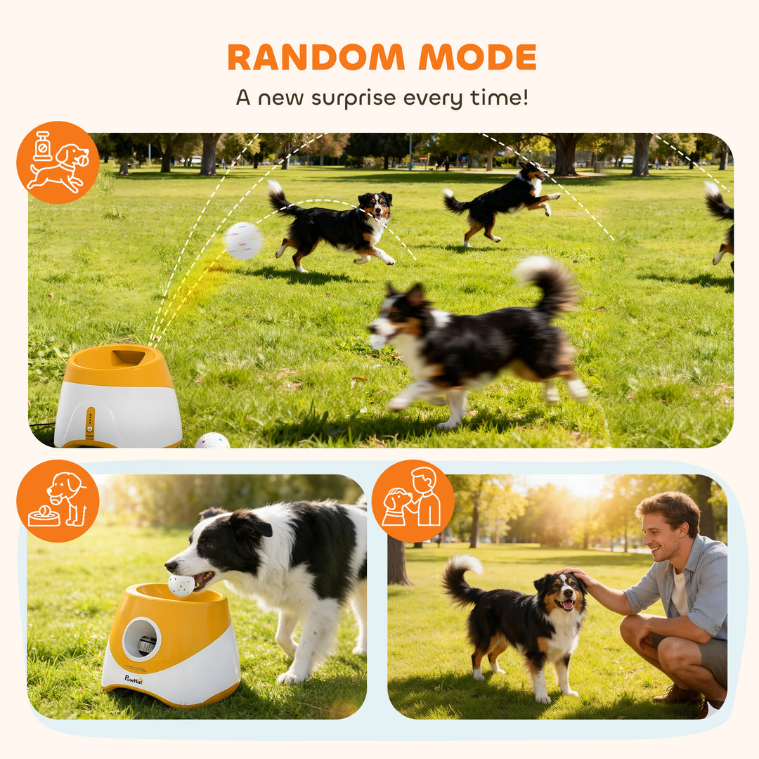 Automatic Dog Ball Launcher with 5 ETPU Balls 5.8 cm, 3 Distance Setti