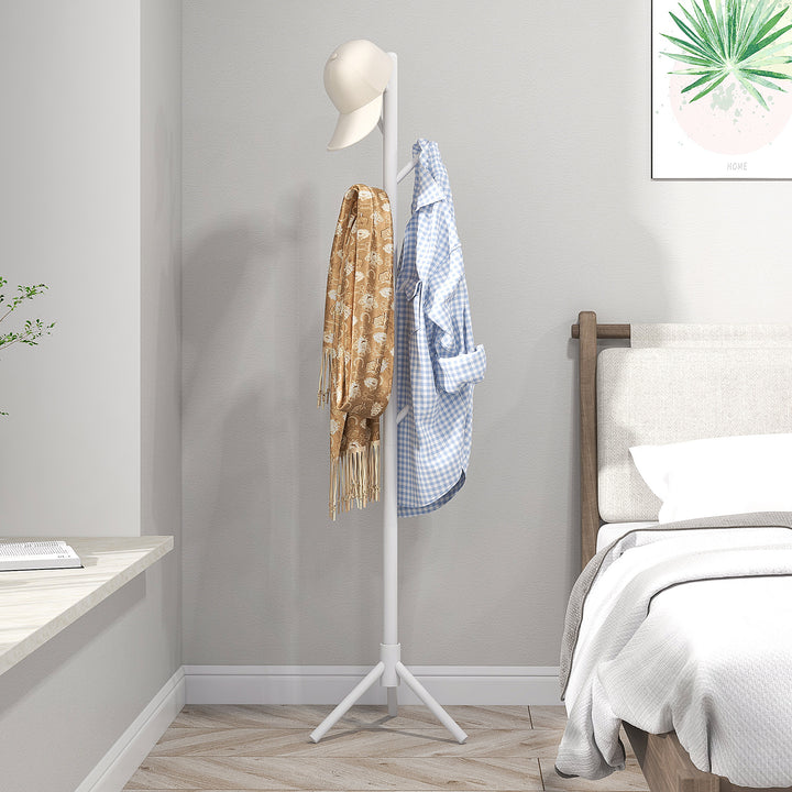 HOMCOM Eight-Hook Wooden Coat Rack - White | Aosom UK