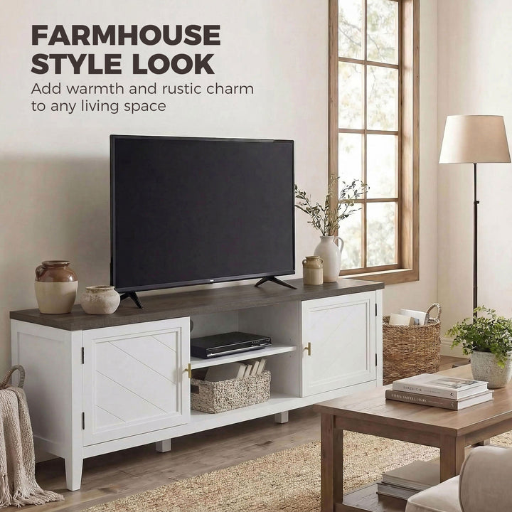 TV Unit for TVs up to 42 Inch, Farmhouse Entertainment Centre with 2 O